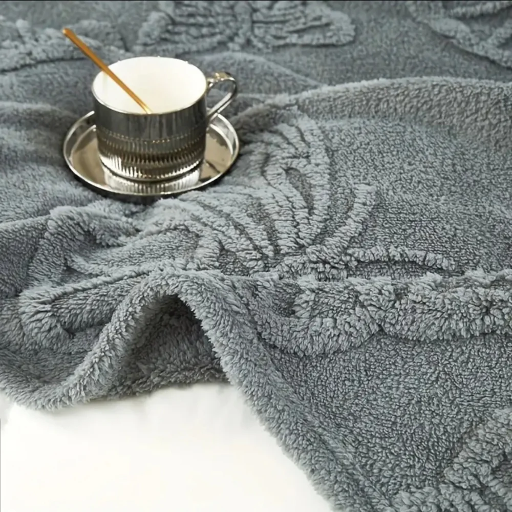 Super Soft Blue Embroidered Butterfly Throw Blanket